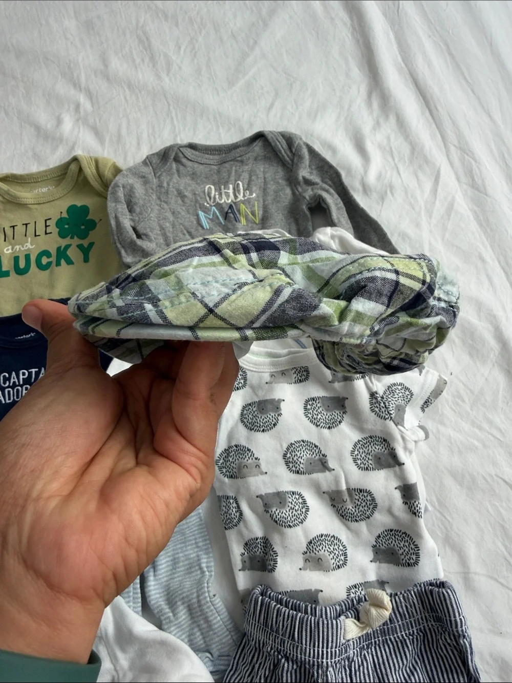 Baby Boys Green 'Little and Lucky' Long-Sleeve Bodysuit newborn
